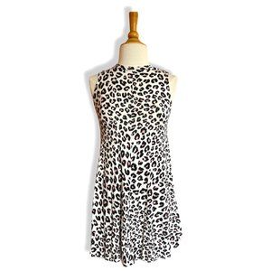 Nordstrom Mock Turtleneck Sleeveless Leopard Print Mini Smock Dress